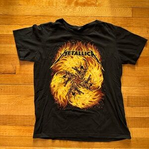 Metallica Shirt Men's Large Flaming Skull 2009 Y2K Band Tee